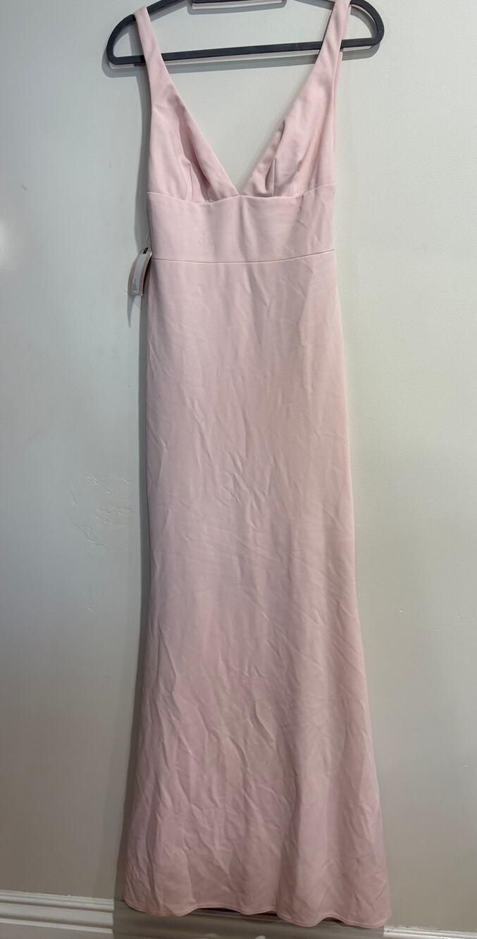 NWT Katie May Helena V-Neck Back Cut-Out Bridesmaid Formal Gown Blush Medium